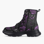 Casual Leather Chunky Boots Flowers and Skulls Gothic Style