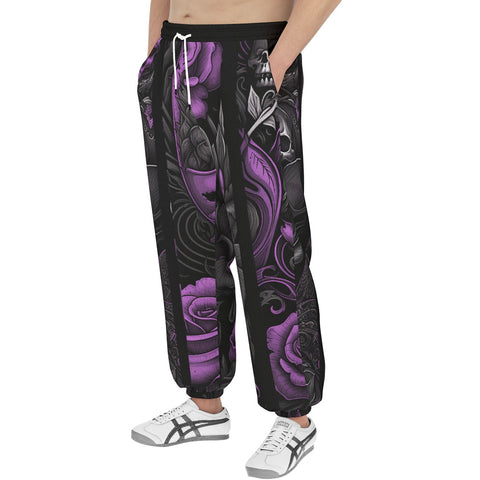 Men's Sweatpants Flowers and Skulls Gothic Style