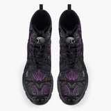 Casual Leather Chunky Boots Flowers and Skulls Gothic Style