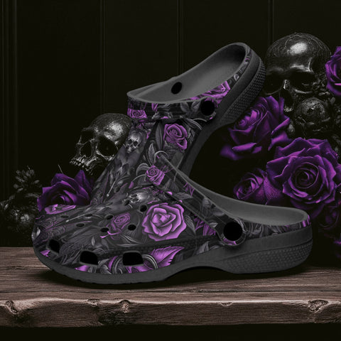 Classic Clogs Flowers and Skulls Gothic Style