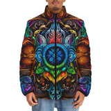Down-Padded Puffer Jacket Colorful Psychedelic Pattern