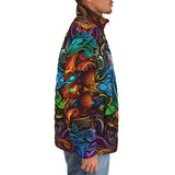 Down-Padded Puffer Jacket Colorful Psychedelic Pattern