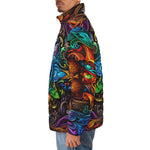 Down-Padded Puffer Jacket Colorful Psychedelic Pattern