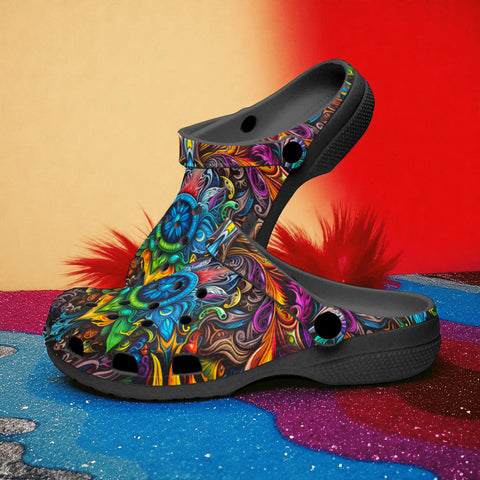 Classic Clogs Colorful Psychedelic Pattern