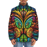 Down-Padded Puffer Jacket Psychedelic Artwork
