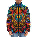 Down-Padded Puffer Jacket Colorful Abstract Art
