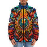 Down-Padded Puffer Jacket Colorful Abstract Art