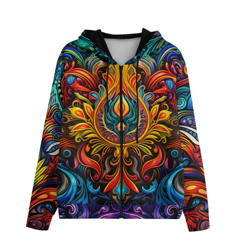 Men's Zip Up Hoodie Colorful Abstract Art