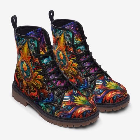 Leather Boots Colorful Abstract Art