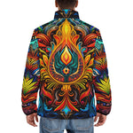 Down-Padded Puffer Jacket Colorful Abstract Art