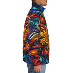 Down-Padded Puffer Jacket Colorful Abstract Art