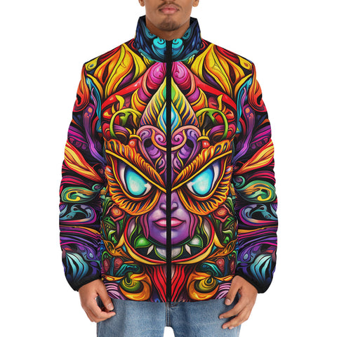 Down-Padded Puffer Jacket Colorful Art Abstraction