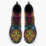 Casual Leather Chunky Boots Colorful Art Abstraction