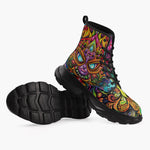 Casual Leather Chunky Boots Colorful Art Abstraction