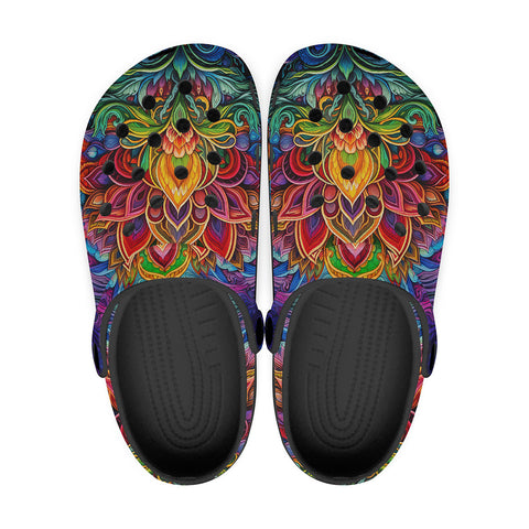 Classic Clogs Colorful Psychedelic Flowers