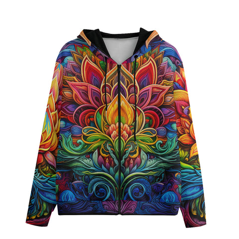 Men's Zip Up Hoodie Colorful Psychedelic Flowers