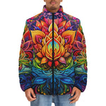 Down-Padded Puffer Jacket Colorful Psychedelic Flowers