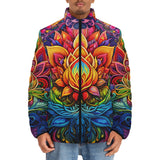 Down-Padded Puffer Jacket Colorful Psychedelic Flowers