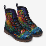 Leather Boots Colorful Psychedelic Flowers