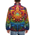Down-Padded Puffer Jacket Colorful Psychedelic Flowers
