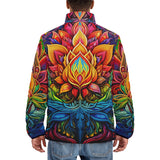 Down-Padded Puffer Jacket Colorful Psychedelic Flowers