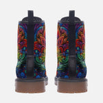 Leather Boots Colorful Psychedelic Flowers