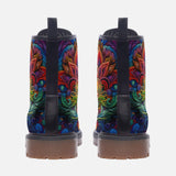 Leather Boots Colorful Psychedelic Flowers