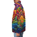 Down-Padded Puffer Jacket Colorful Psychedelic Flowers
