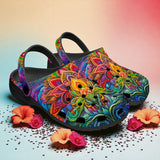 Classic Clogs Colorful Psychedelic Flowers
