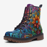 Leather Boots Colorful Neon Flower