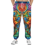 Men's Sweatpants Colorful Neon Flower