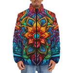 Down-Padded Puffer Jacket Colorful Neon Flower