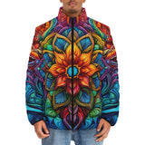Down-Padded Puffer Jacket Colorful Neon Flower