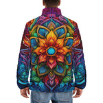 Down-Padded Puffer Jacket Colorful Neon Flower