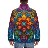 Down-Padded Puffer Jacket Colorful Neon Flower