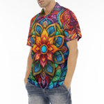 Men's Polo Shirt Colorful Neon Flower