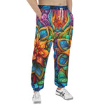 Men's Sweatpants Colorful Neon Flower