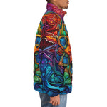 Down-Padded Puffer Jacket Colorful Neon Flower