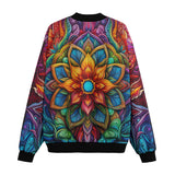 Bomber Jacket Colorful Neon Flower