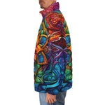 Down-Padded Puffer Jacket Colorful Neon Flower