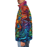 Down-Padded Puffer Jacket Colorful Neon Flower