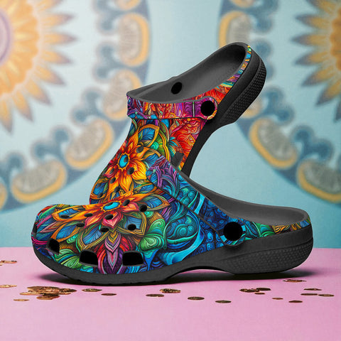 Classic Clogs Colorful Neon flower