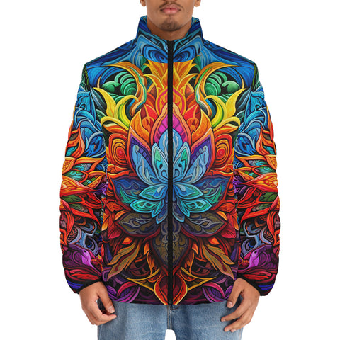 Down-Padded Puffer Jacket Bright Colors Art
