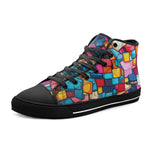 High-Top Canvas Shoes Colorful Blocks