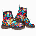 Leather Boots Colorful Blocks