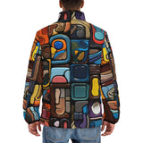 Down-Padded Puffer Jacket Colorful Abstract Art Mosaic