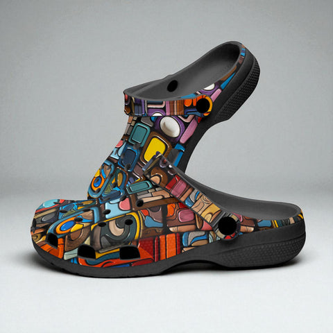 Classic Clogs Colorful Abstract Art Mosaic