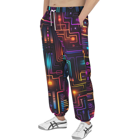 Men's Sweatpants Futuristic Circuit Board Neon Art