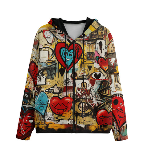 Men's Zip Up Hoodie Love Symbols Graffiti