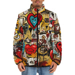 Down-Padded Puffer Jacket Love Symbols Graffiti